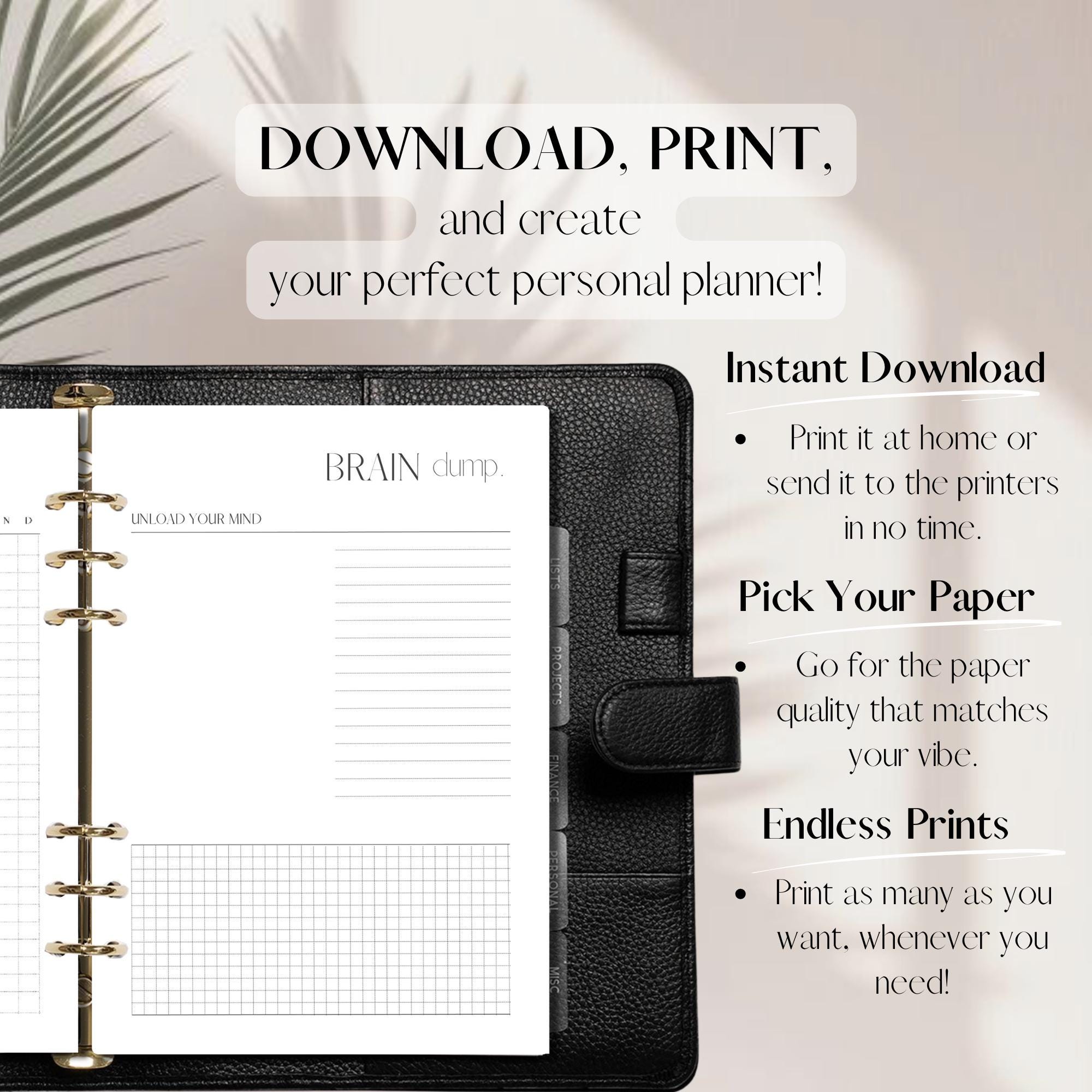 Brain Dump Planner Insert | Idea Organizer | PDF Printable | Brainstorm ...