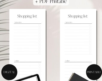 Shopping list | PNG Digital + PDF Printable Planner Insert | Set
