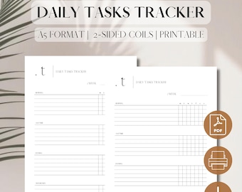 Daily Tasks Page Planner Insert | PDF Printable Planner Insert | Habit Tracker | Daily Routines | Digital Download | A5, 5.8 x 8.3", filofax
