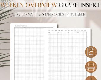 Weekly Agenda Graph on 2 Pages | UNDATED Planner Insert | Even Days | PDF Printable Refill | Digital Download | A5, 5.8 x 8.3, filofax