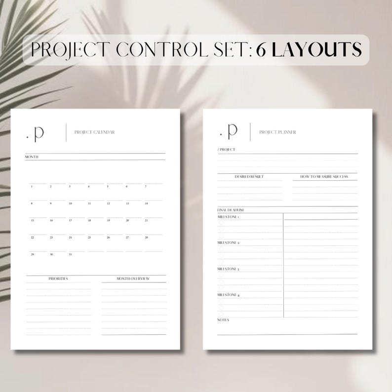 Project Planner + Project Tracker Set | 6 Pages | PDF Printable Planner ...