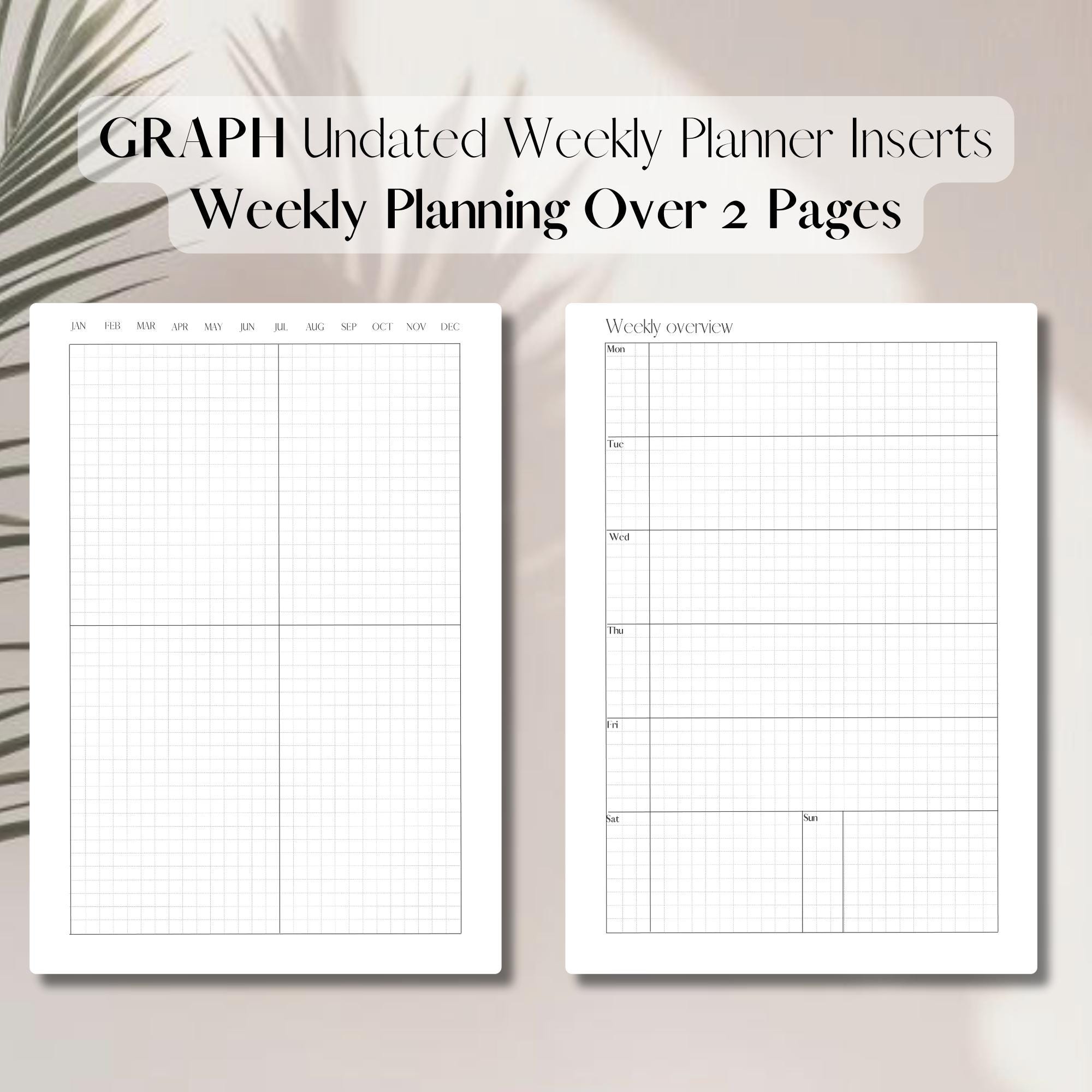 Weekly Graph Design Horizontal Weekly Graph Planner Insert UNDATED | Weekly Overview Insert ...