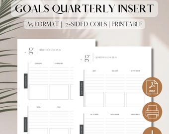 Planificador trimestral de objetivos / PDF imprimible / Planificador mensual de objetivos / Diseño de proyecto trimestral / Descarga digital / A5, 5.8 x 8.3, Filofax