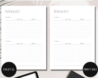 Wishlist UNDATED  | PNG Digital + PDF Printable Planner Insert | Set