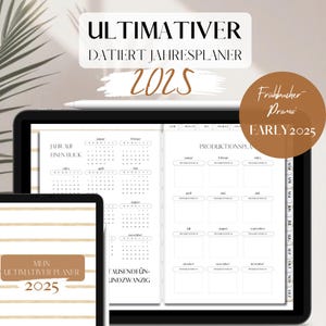 2025 DATIERTER Deutsch Jahresplaner | Digitaler Goodnotes-Planer | Zielplaner | Wöchentlicher, täglicher Planer, Agenda | Sandy Hues
