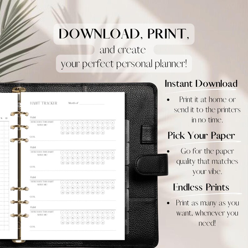 Habit Tracker Planner Insert | Goal Habit Log | Progress Tracking Pages ...