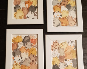 Hand-painted watercolor pictures - cats