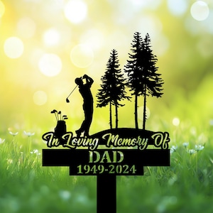 Personalized Golfer Memorial Garden Stakes, Golfer Name Sign Golfer Name Metal Stake, Sympathy Sign, Grave Marker, Golfer Loss, Dad Loss