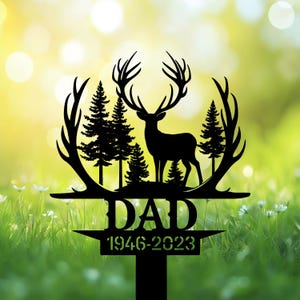 Personalized Hunter Grave Marker –  Deer Hunter Dad Memorial Memorial Stake, Upland Game Tribute, Cemetery Remembrance Sign for Dad.