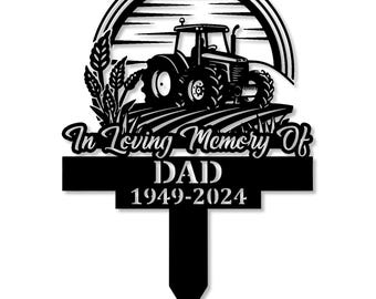 Personalized Farmer on Tractor Memorial Garden Stakes, Farmer Grave Marker, Farmer Memorial Gift, Cemetery Decor, Remembrance Stake