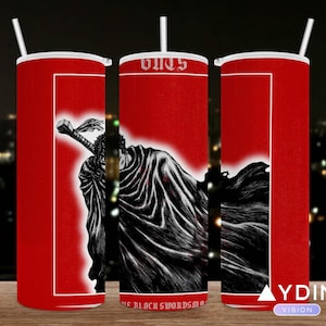 Berserk Inspired Tumbler, 20oz Skinny Tumbler, Straight, 20 oz. Designs, Guts, anime, png, Sublimation, tumbler designs, PNG file,