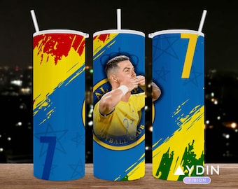 Cristiano Ronaldo Inspired Tumbler, 20oz Skinny Tumbler, Straight, 20 oz. Designs, Portugal, png, Sublimation, tumbler designs, PNG file,