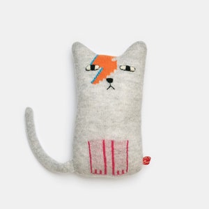 Ziggy Cat Knitted Animal Lambswool Soft Toy Plush