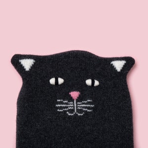 Mittens Black & White Cat Lambswool Hot Water Bottle Cover Made to order image 4