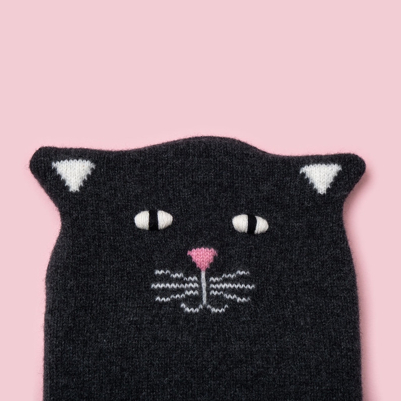 Mittens Black & White Cat Lambswool Hot Water Bottle Cover Made to order image 4