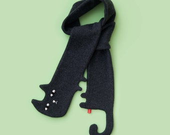 Écharpe en laine d'agneau Grumpy Black Cat - En stock