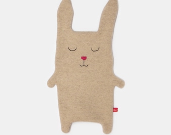 Sleepy Bunny Rabbit Lambswool Hot Water Bottle Cover - Made to order