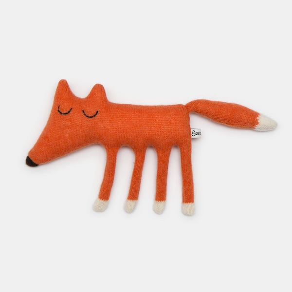 Monty Fox Knitted Lambswool Soft Toy Plush - Made to order