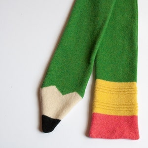 Lambswool Green Pencil Scarf - Winter Accessory