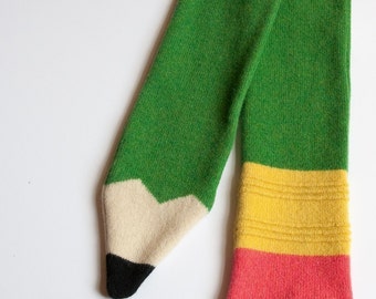 Lambswool Green Pencil Scarf - In stock