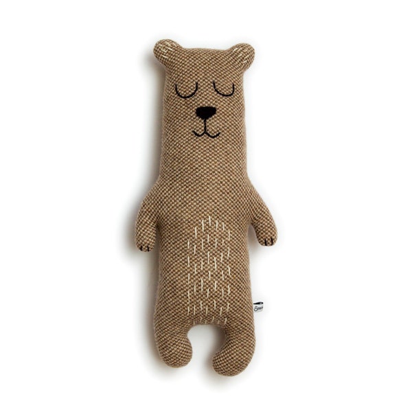 Gestrickte Bear Lambswool Soft Tier Plüschtier -Brian der Bär - Vorrätig