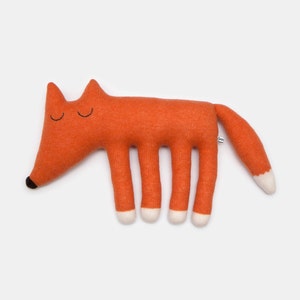 Large Monty Fox Knitted Lambswool Soft Toy Plush - In stock