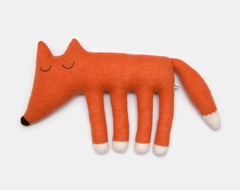 Large Monty Fox Knitted Lambswool Soft Toy Plush - In stock