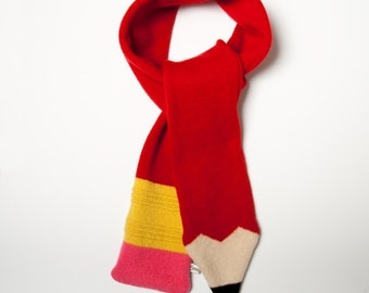 Lambswool Red Pencil Scarf - Made to order