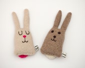 Boris and Betty Lavender Lambswool Bunnies - Made to order