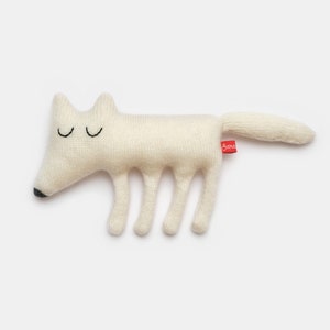 Albie the Arctic Fox Knitted Lambswool and Mohair Soft Toy Plush - Made to order