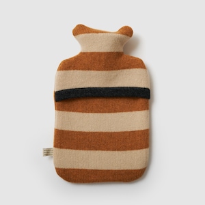 Stripe Oatmeal and Biscuit Lambswool Hot Water Bottle and Cover - In stock