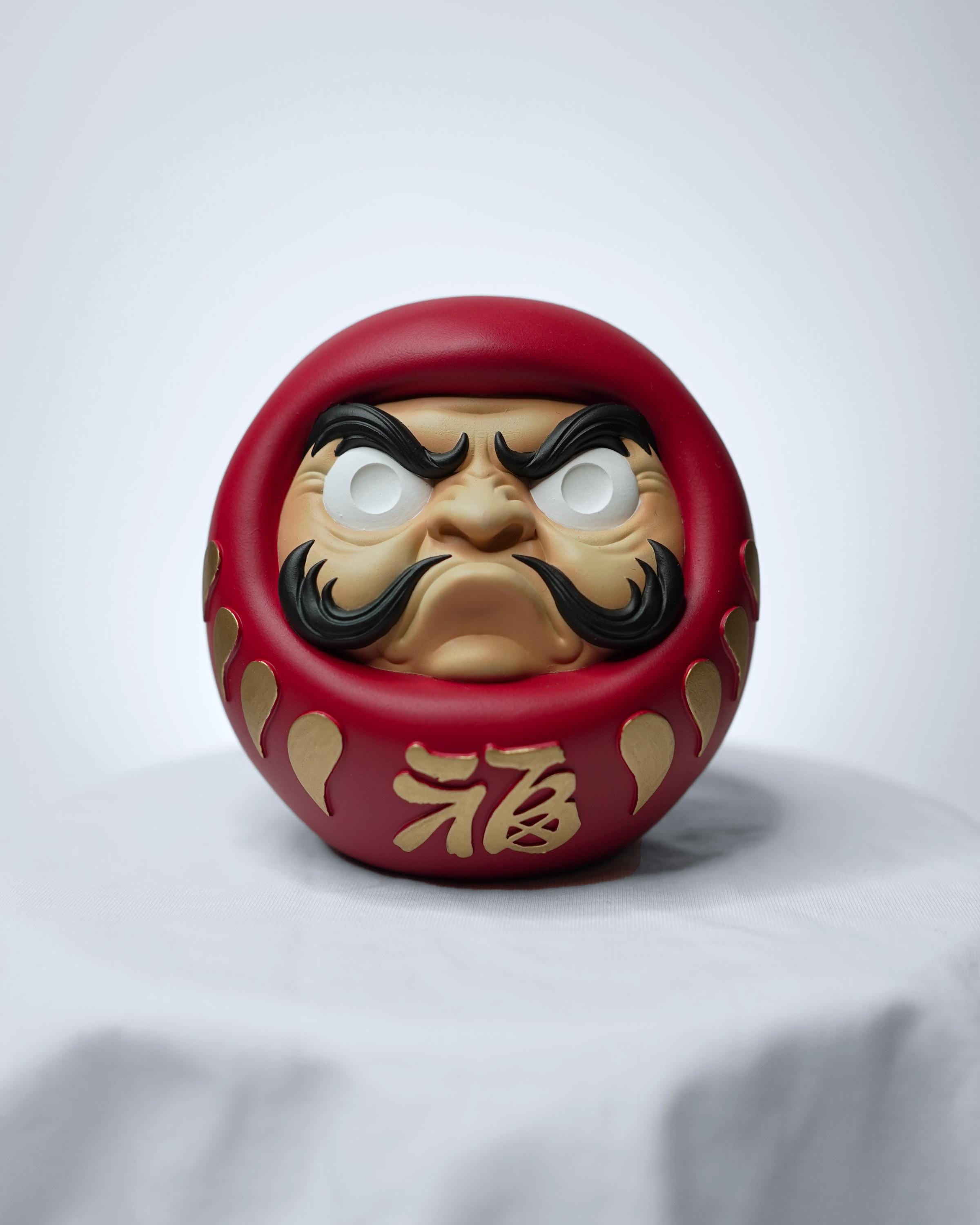 Daruma Doll - Hand Painted Japanese Doll, Lucky Charm for Home Decor & Gift, Traditional Symbol of Determination and Good Fortune