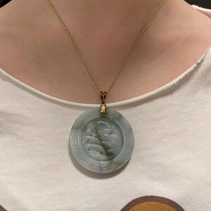 RARE  14K SOLID GOLD carved jade pendant Rotating Circle In Amazing Jewel no chain