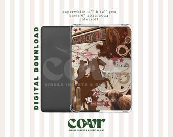 COWBOY/WESTERN - Capa para Kindle (Download Digital) / Capa Transparente / Kindle Paperwhite/Colorsoft/6”