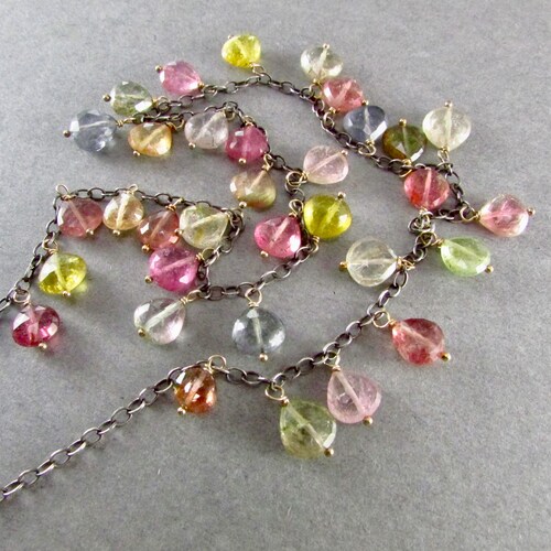 Tourmaline Drop Oxidized shops Sterling Silver Necklace
