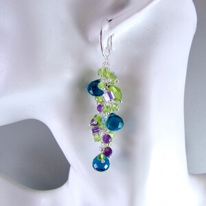 Colorful Earrings With Teal Quartz, Peridot, Amethyst and Murano Glass ...