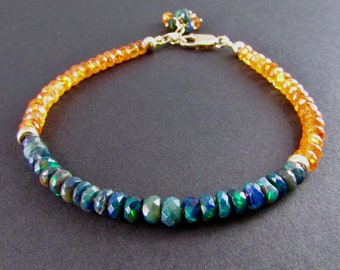 Mandarin Garnet With Black Opal Bracelet