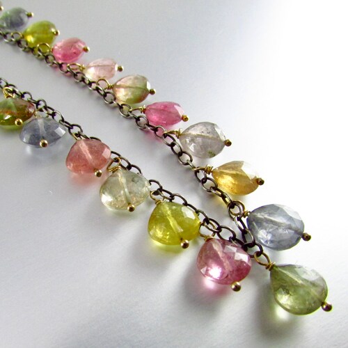 Tourmaline Drop Oxidized shops Sterling Silver Necklace
