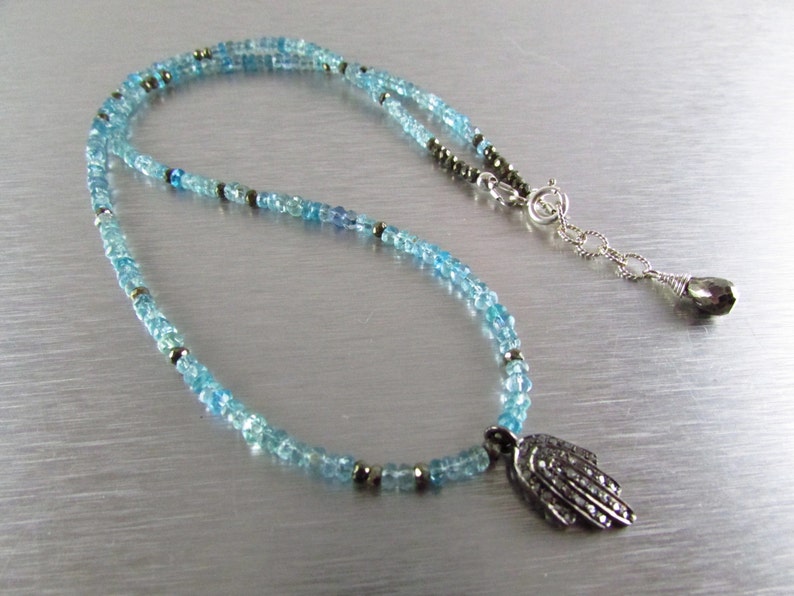 Diamond Hamsa Charm With Apatite and Pyrite image 8