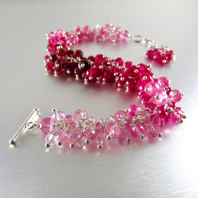 20 /% Off Ombre/' Pink Sapphire With Sterling Silver Cluster Bracelet