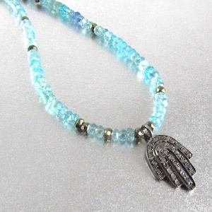 Diamond Hamsa Charm With Apatite and Pyrite image 3