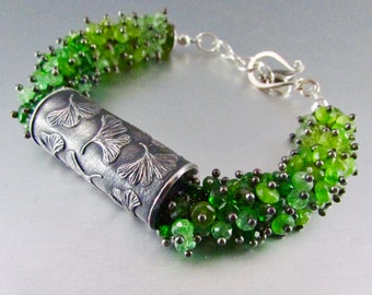 Anne Choi Gingko Bead With Chrome Diopside, Peridot And Green Jade