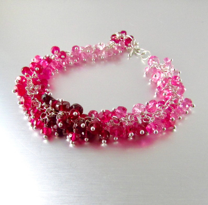 20 /% Off Ombre/' Pink Sapphire With Sterling Silver Cluster Bracelet