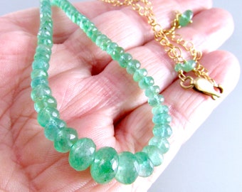 Emerald With Gold Filled Chain Necklace And Extender