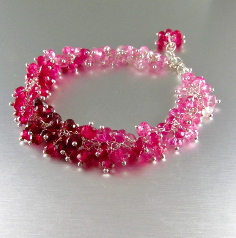 20 /% Off Ombre/' Pink Sapphire With Sterling Silver Cluster Bracelet