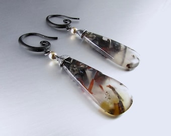 Montana Agate Avec Boucles D'oreilles En Métal Mixte