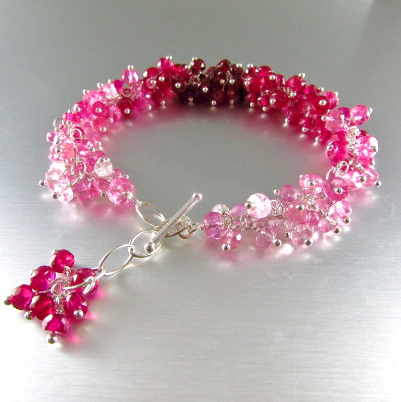 20 /% Off Ombre/' Pink Sapphire With Sterling Silver Cluster Bracelet