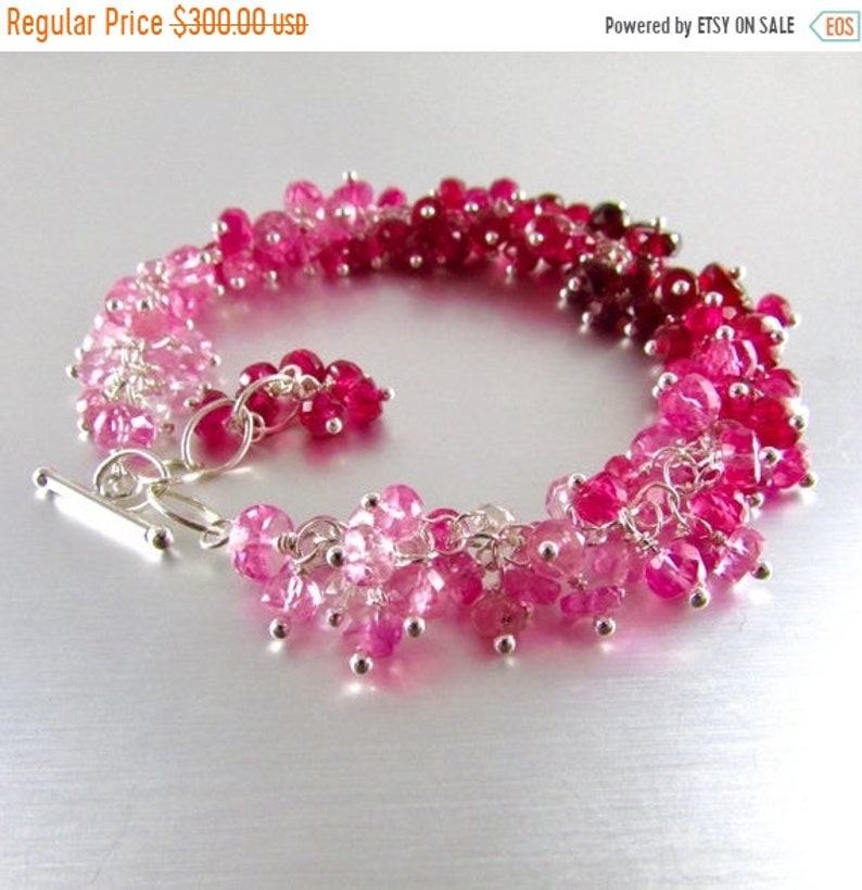 20 /% Off Ombre/' Pink Sapphire With Sterling Silver Cluster Bracelet