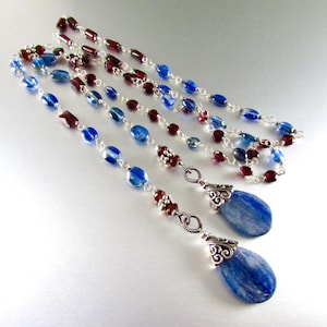 Kyanite And Garnet With Sterling Silver Lariat Necklace image 1