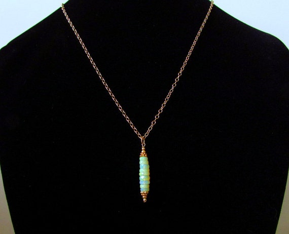 Ethiopian Opal Heishi And Gold Filled Pendant Necklace